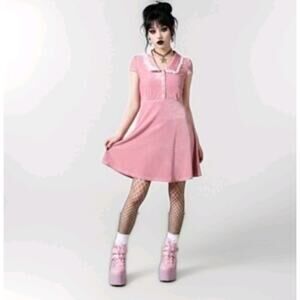 Killstar Every Mourning Dress M Whimsigoth Velvet Punk Lace Goth Mini Alt Fairy